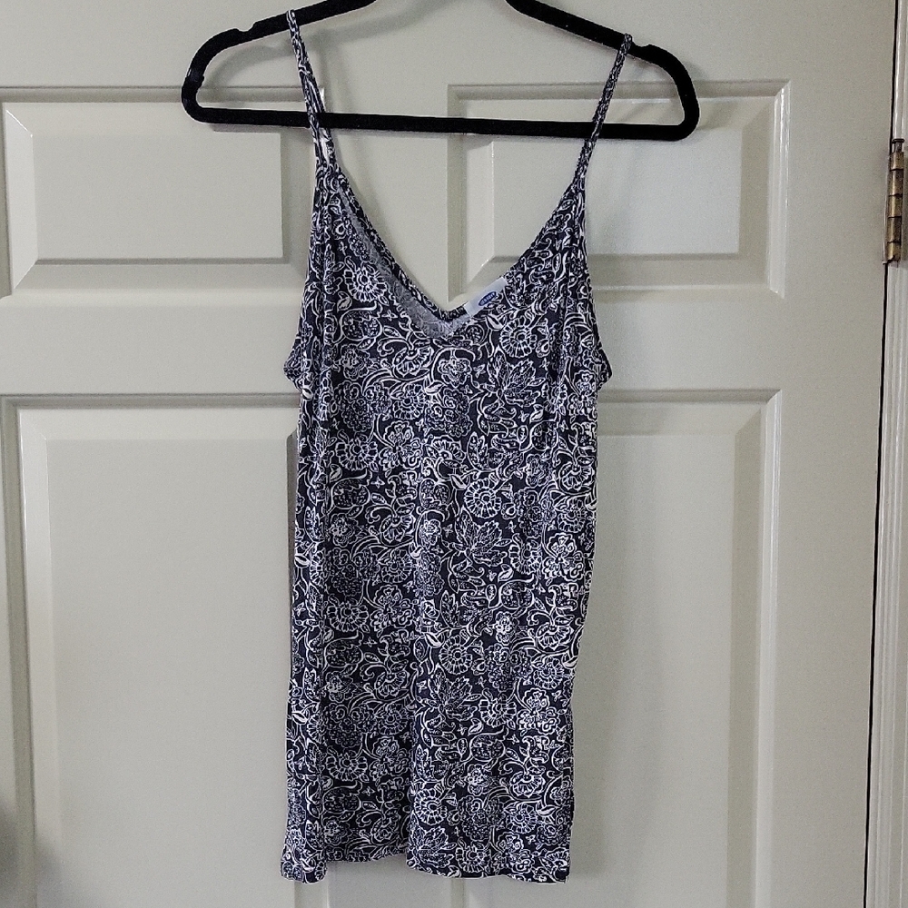 Old Navy - Navy Blue & White Floral Tank Top